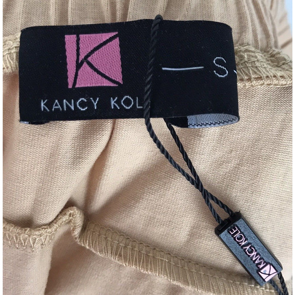 NWT Kancy Kole Midi Skirt Elastic Waist Drawstring Pockets Beige Tan Size Small - Picture 6 of 8